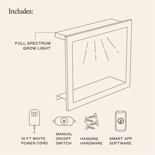 Modern Sprout Smart Growframe Wall Mounted LED Grow Light with Shelf -White