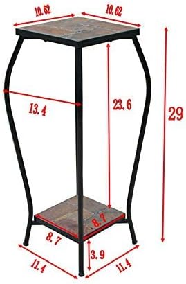 Zhongma 2 Tier 30" Tall Plant Stand with Colorful Slate Top for Balcony, Home, Garden, Backyard