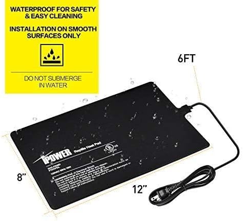 iPower 8 by 12-Inch 16W Reptile Heat Mat, LCD Digital Aquarium Thermometer, Under Tank Warmer