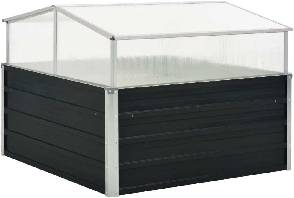 Galvanized Steel Greenhouse, 39.4"x39.4"x30.3", Black