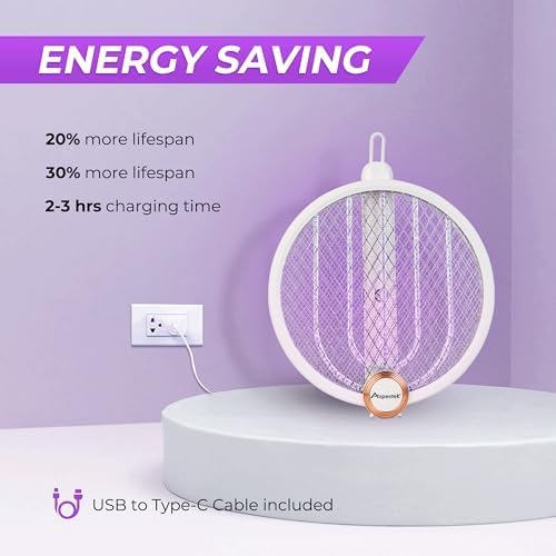 ASPECTEK 2-Pack Upgraded 3000V Electric Fly Swatter, Portable and Foldable Mosquito Zapper Racket
