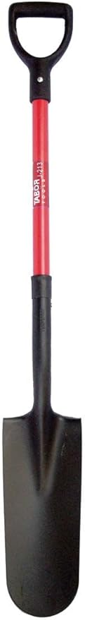 TABOR TOOLS Shovel with Long Narrow Blade, Trench Digging Spade, Drain Spade with Comfortable D