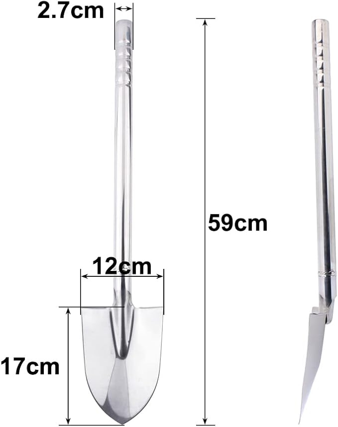 Stainless Steel Garden Shovel Hand Tool Digging Weeding Seeding Turning Soil 23.6-Inch 60CM