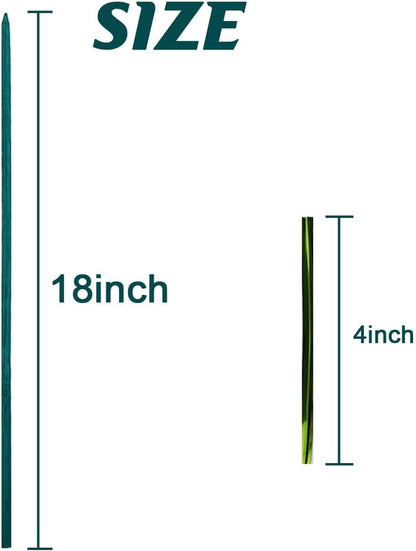 GXXMEI 100PCS 18" Plant Sticks Support with 100PCS Green Garden Ties, Green Bamboo Sticks, Garden