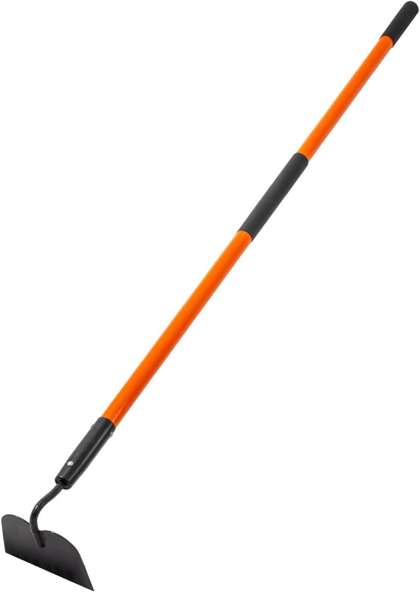 Garden Hoe Tool, 58 Inches Hoe Garden Tool with Fiberglass Long Handle, Heavy Duty Garden Hoe for