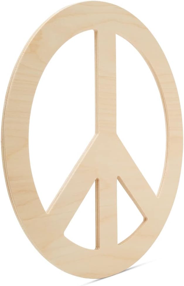 Peace Wood Cutouts 12 x 12-inch, Pack of 1 Unfinished Wood Crafts Blank, Wooden Letter Sign for