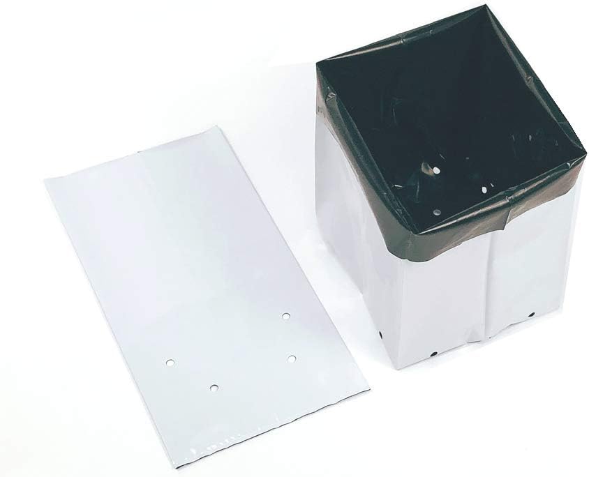 HORTIPOTS Grow Bag 7 Gallon Square Nursery Container Made of Black White Poly Films (25 Pieces per
