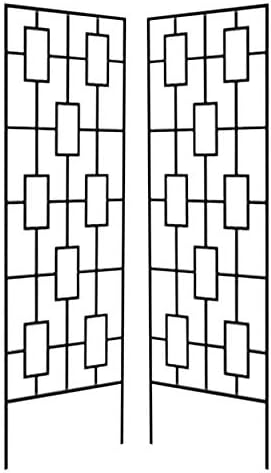 Panacea 84447 Contemporary Trellises, Black, 78" H, Set of 2 – Tall Modern Metal Trellises for
