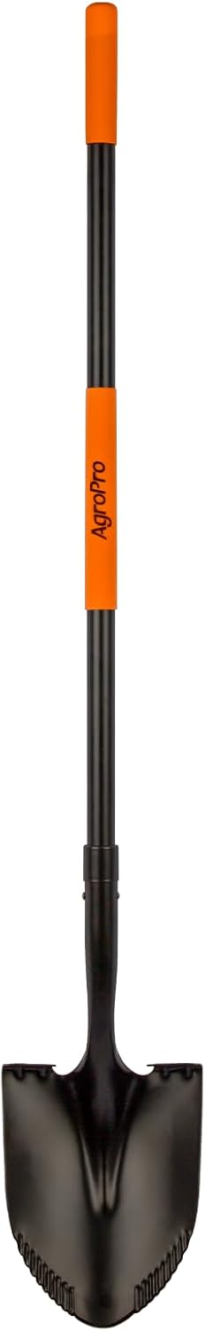 Shovel for Digging, Metal Shovel with Long Fiberglass Handle, Heavy Duty Shovel for Digging, 58
