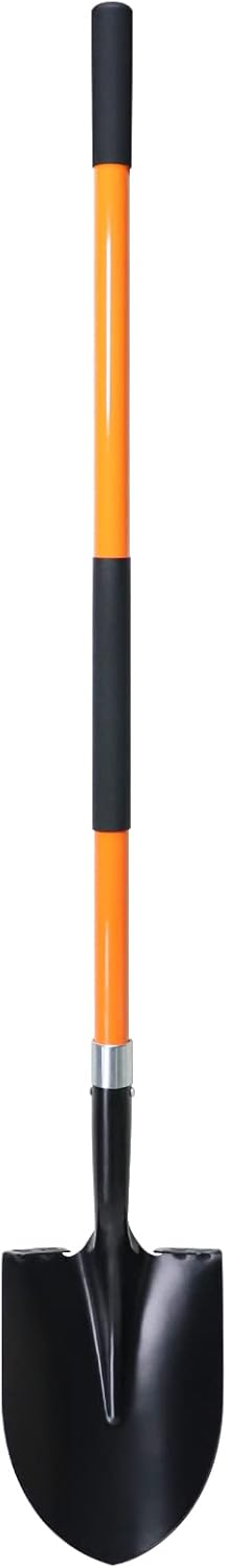 VNIMTI Heavy Duty Gardening Shovel, 56 Inch Round Blade with Fiberglass Handle (Orange)