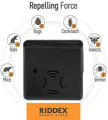 Riddex Sonic Plus Ultrasonic Pest Repeller, Plugs in with extra Outlets Indoor Use - Insect