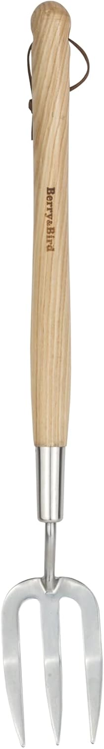 Berry&Bird Gardening Hand Fork, 22.6 Inches Long Handled Stainless Steel Weed Fork, Traditional