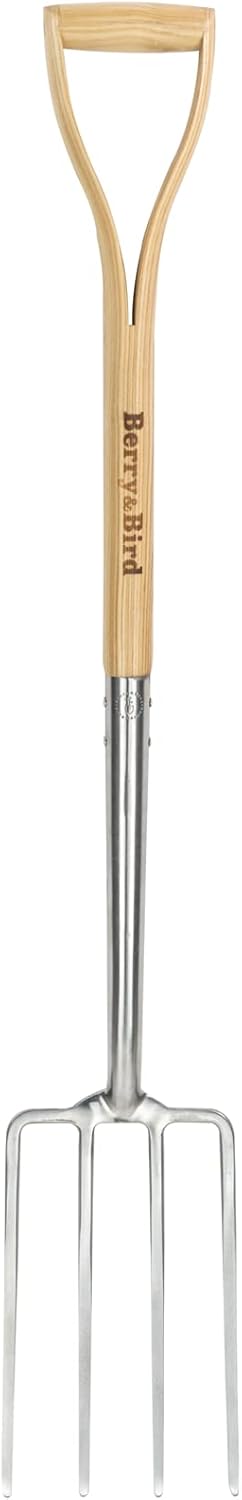 Berry&Bird Gardening Digging Fork, 4-Tine Stainless Steel Pitchfork, 43.9" Heavy Duty Spading Fork