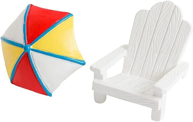 TOYANDONA 2pcs Beach Zen Garden Decor Mini Chair Sun Umbrella Sandbox Accessories Nautical