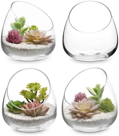 MyGift 5 Inch Premium Clear Glass Air Plant Terrarium, Tealight Candle Holder, Succulent Cactus