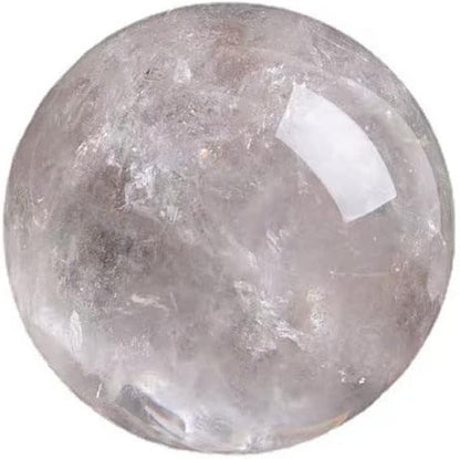 StoneStory Clear Quartz Crystal Sphere Ball with Wood Stand Large Healing Crystals Sphere Sculpture