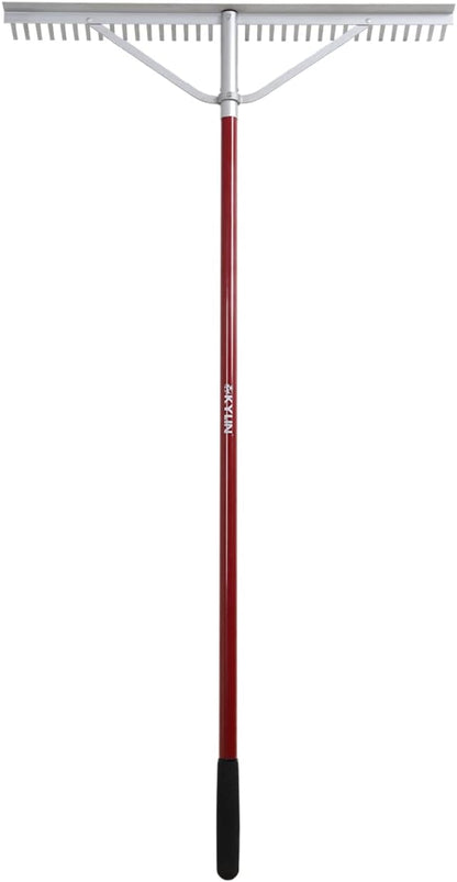 KYLIN Landscape Rake Heavy Duty with 36Tines 36Inch Wide Aluminum Head 60Inch Handle, Large Leaf