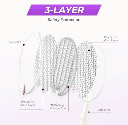 ASPECTEK 2-Pack Upgraded 3000V Electric Fly Swatter, Portable and Foldable Mosquito Zapper Racket