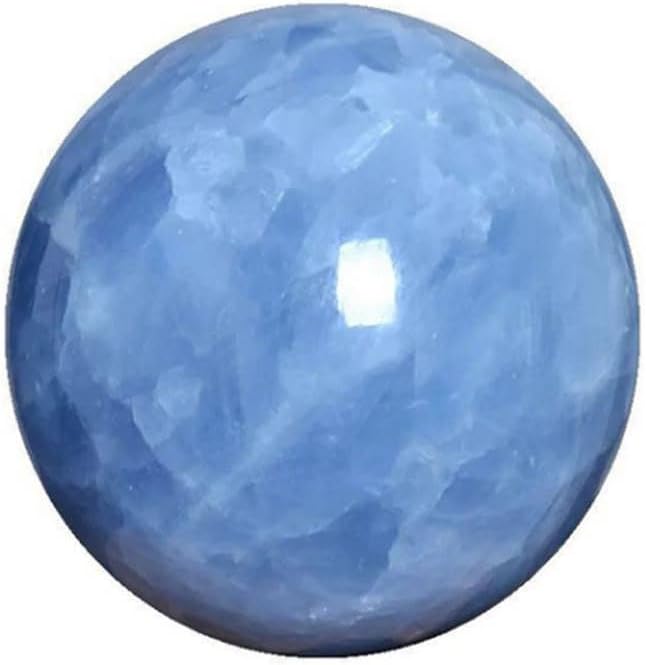 StoneStory Blue Celestite Crystal Sphere Ball with Wood Stand Large Healing Crystals Sphere