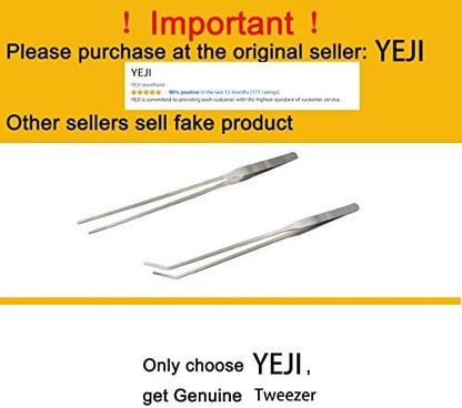 LGEGE 2pcs Long Handle Stainless Steel Straight and Curved Tweezers Nippers for Garden, Kitchen