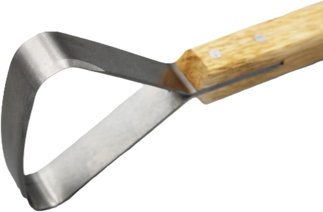 Wiebe Pelt Scraper, Dual-Edge Forged Steel Fleshing Tool with Wood Handle – Precision Hide Scraper