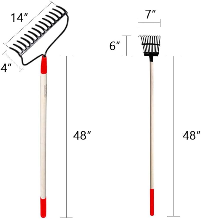 GardenAll 7-Piece Shovels Rakes Hoe Set Garden Tools Gifts for Women Long Wood Handle Pointy