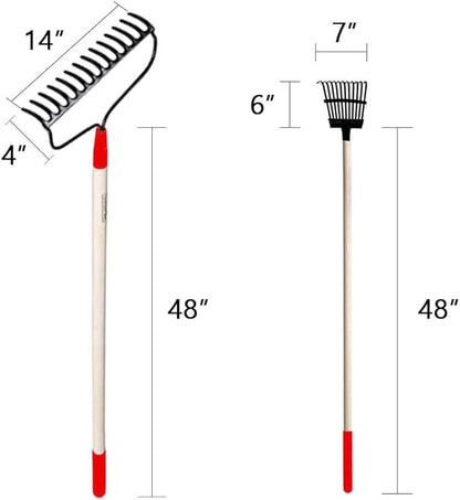 GardenAll 7-Piece Shovels Rakes Hoe Set Garden Tools Gifts for Women Long Wood Handle Pointy