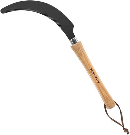 Berry&Bird Grass Sickle with Sawtooth, Heavy Duty SK5 Carbon Steel Blade Sickle Knife Scythe Garden