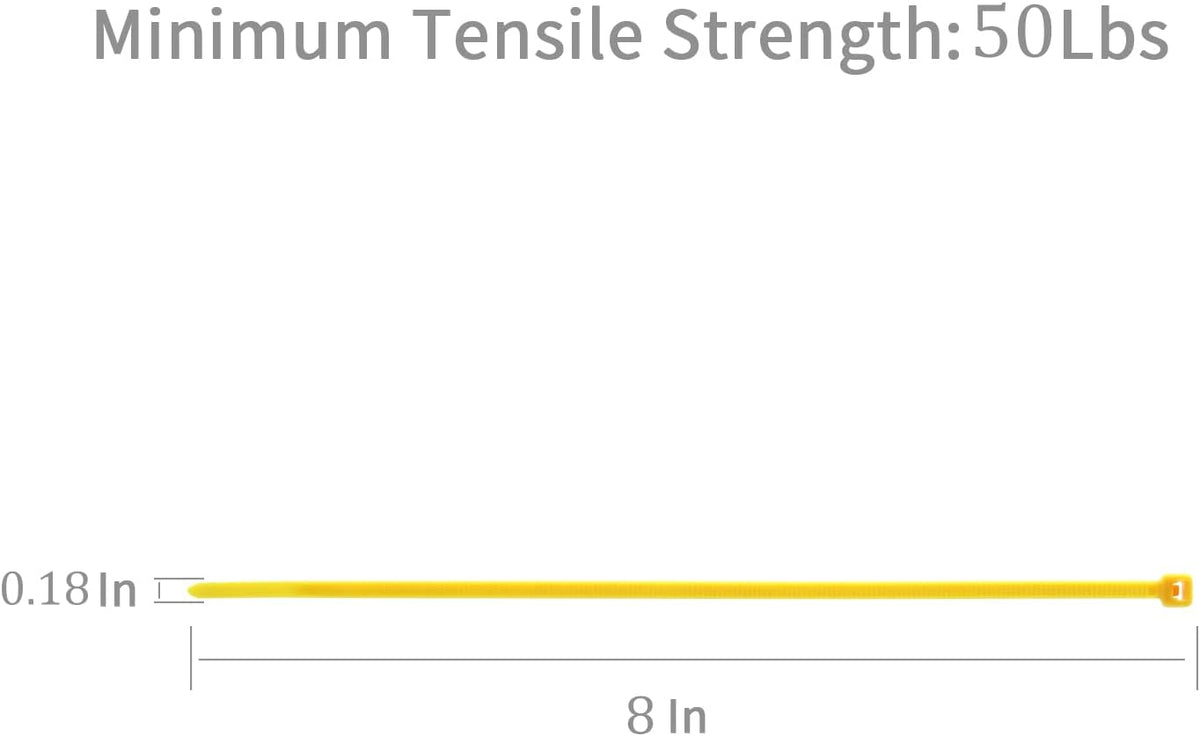 XINGO 1000 PCS Yellow Zip Ties 8 Inch, 60 LBS Tensile Strength, Self-Locking Nylon Plastic Nylon