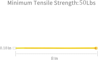 XINGO 1000 PCS Yellow Zip Ties 8 Inch, 60 LBS Tensile Strength, Self-Locking Nylon Plastic Nylon