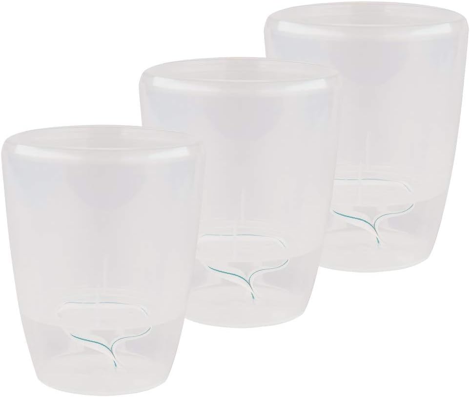 Santino 4.9 Inch ORCHIDEA Self Watering Pots for Orchids in Transparent (Set of 3) - Decorative