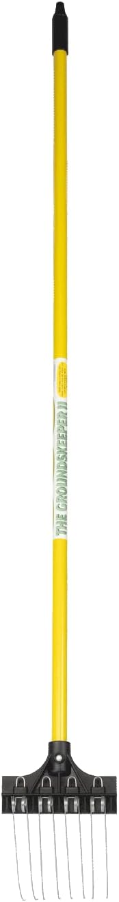 THE GROUNDSKEEPER II Mini Rake 55-inch Lightweight Fiberglass Handle, 6-inch Head, Durable Steel