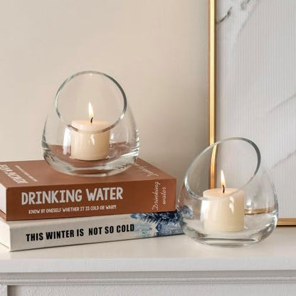 MyGift 5 Inch Premium Clear Glass Air Plant Terrarium, Tealight Candle Holder, Succulent Cactus