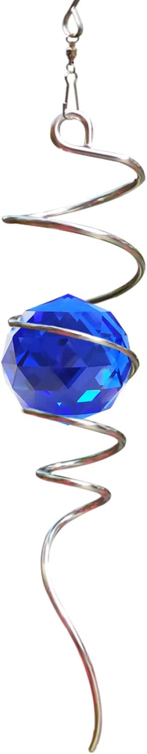 FONMY Gazing Ball Spiral Tail -Decorative Wind Spinner Sun Catcher Rainbow Maker 11 inch Tail and 2