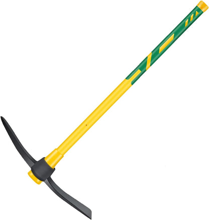 GloriousAMC Heavy Duty Mattock, 36" Fiberglass Handle, Yellow, Steel, Multipurpose Garden Tool