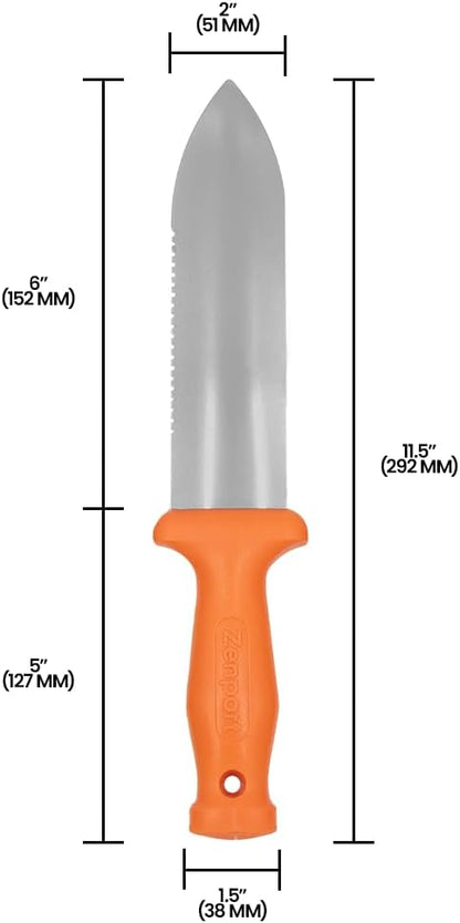 Zenport K245 ZenBori Soil Knife, Serrated, 6 Inch Stainless Steel Blades, Orange - 3 Pack