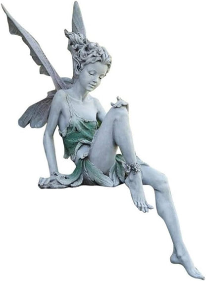 Fairy Garden Figurines Outdoor,Sitting Fairy Statues,Resin Garden Sculptures & Statues,Angel