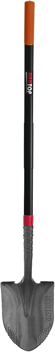 Heavy Duty Round Point Digging Shovel with Long Fiberglass Handle Garden Shovels Spade for
