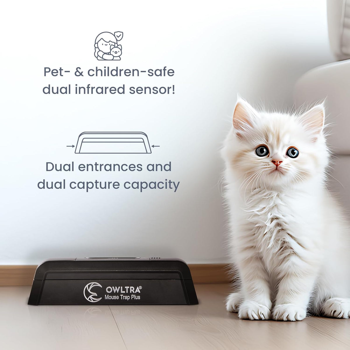 OWLTRA EMZ Plus Electric Mouse Trap – Humane Indoor Rodent Zapper with Dual Entrances, Pet-Safe