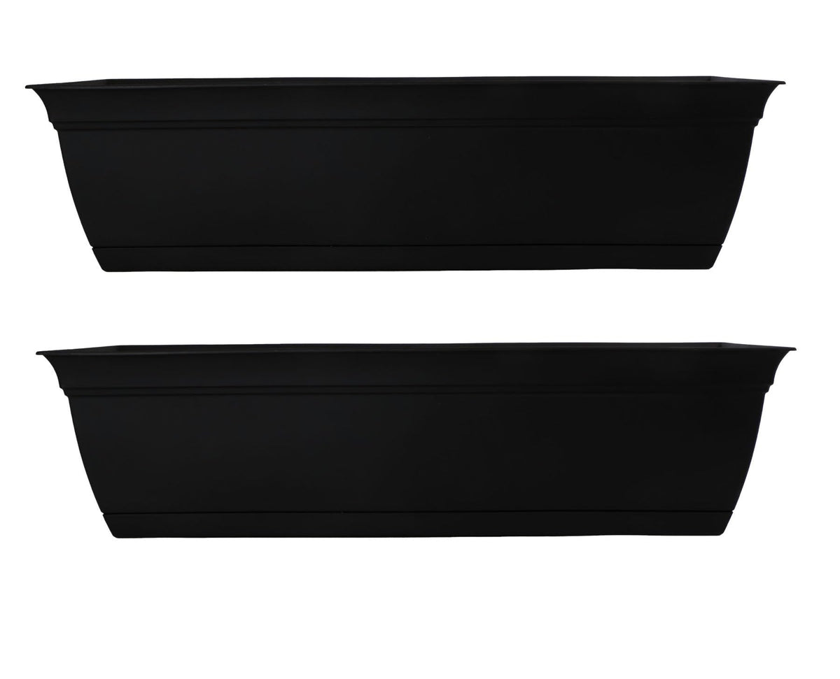 The HC Companies Eclipse Window Planter Box, 24 Inch, Black, 2-Pack