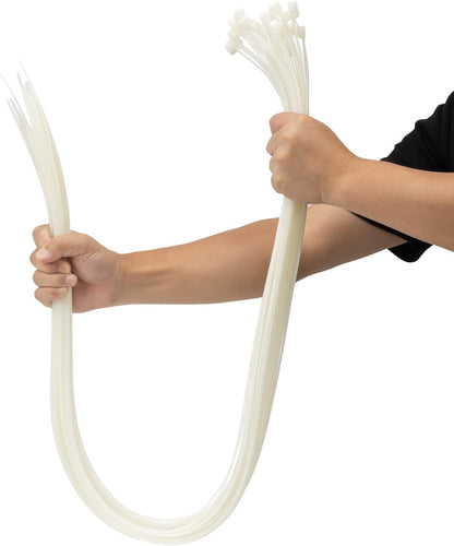 XINGO 40 inch White Zip Ties Heavy Duty 25 PCS,200 lbs Ultra Strong Plastic Wire Ties, Large Cable