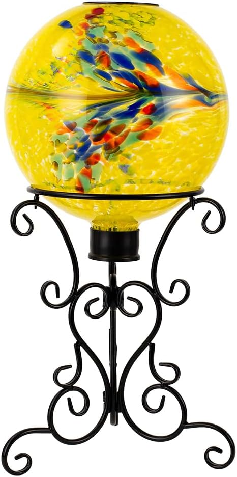 12" Black Metal Gazing Ball Stand for 10-12 Inches Stainless Steel Ball or Glass Gazing Globes