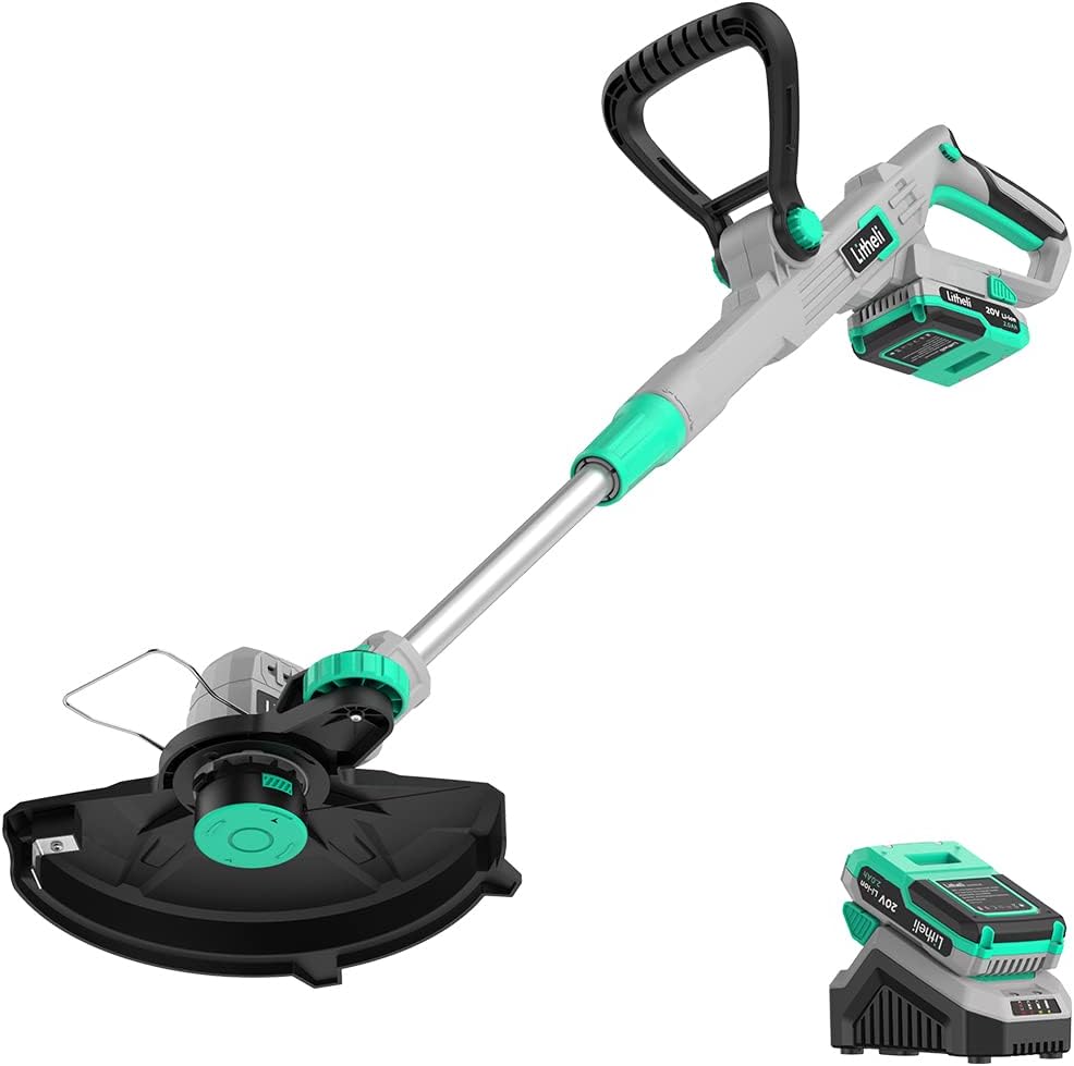 Litheli 20V Cordless String Trimmer and Edger, 12" Electric Weed Wacker with Auto Line Feed