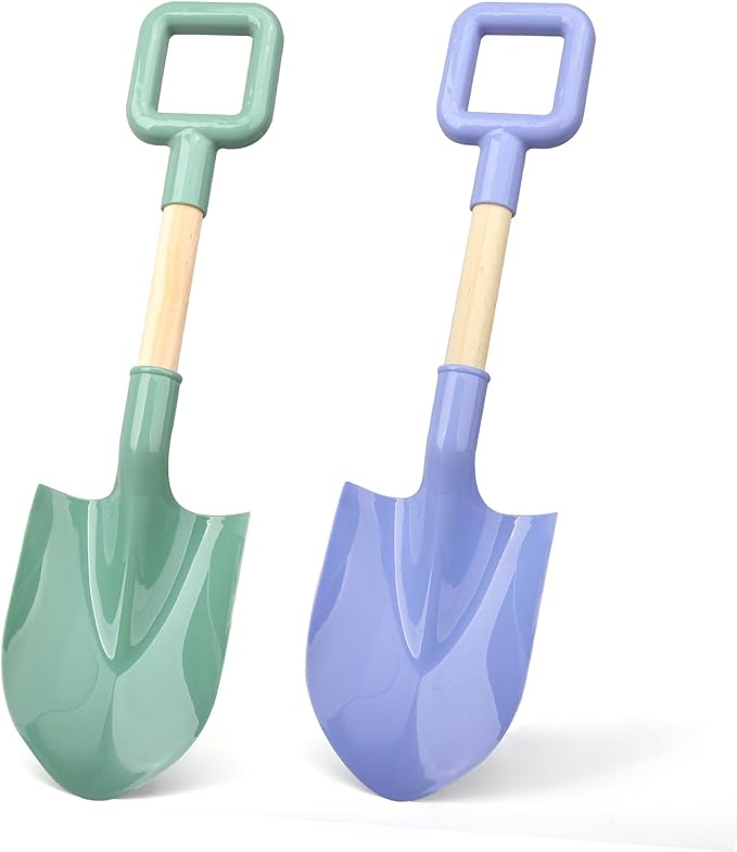 16" Wood Beach Sand Shovel Toys for Kids Adults, Heavy Duty Gardening Tools, Sturdy Spades for