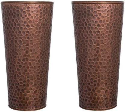 H Potter Large Tall Planter Pots Outdoor Indoor Copper Flower Decorative Set of Two GAR684 (Set of