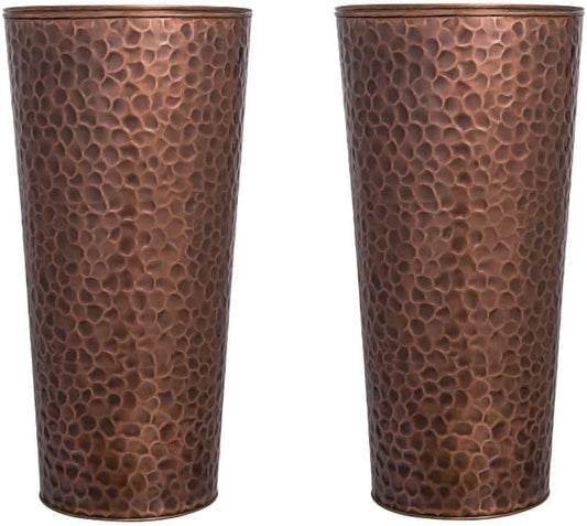 H Potter Large Tall Planter Pots Outdoor Indoor Copper Flower Decorative Set of Two GAR684 (Set of