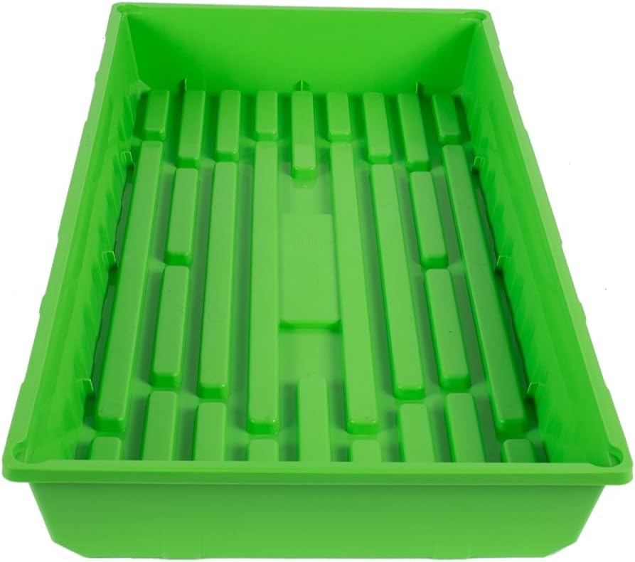 SUNPACK 10" x 20" Mega Plastic Seed Starting Tray, Green, 2.5" - No Drainage Holes, Ideal for