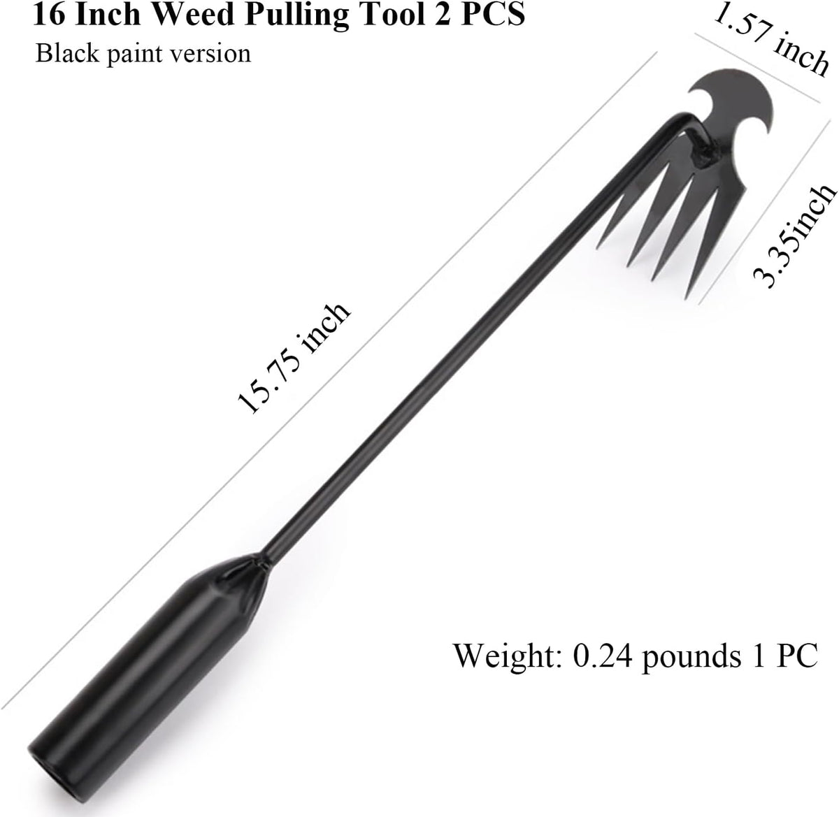 WMM Weed Puller Tool Gardening Tools Set of 2 Uprooting Weed Pulling Tool, 4 Teeth Manganese Steel
