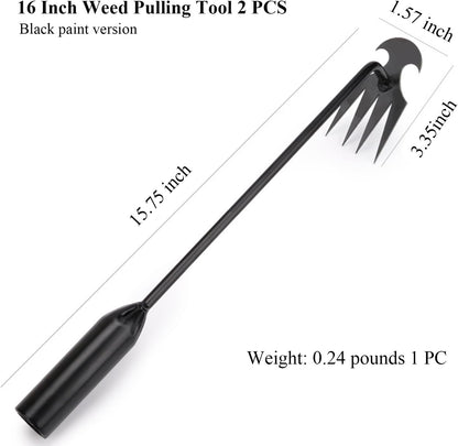 WMM Weed Puller Tool Gardening Tools Set of 2 Uprooting Weed Pulling Tool, 4 Teeth Manganese Steel