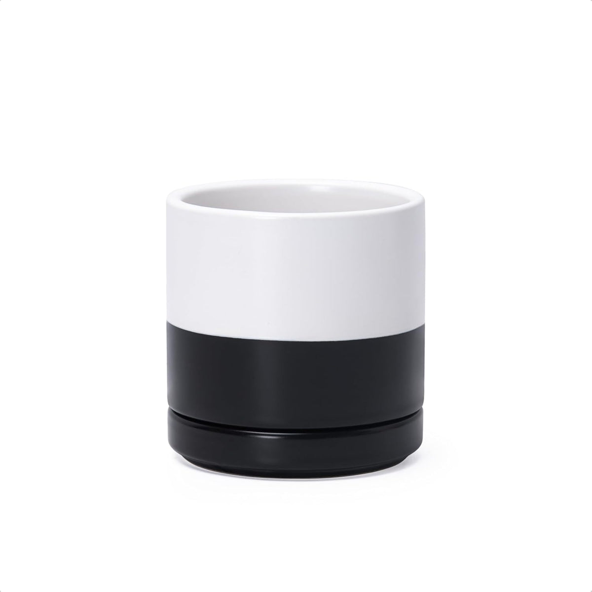 D'vine Dev 3.5 Inch Ceramic Planter Pot with Drainage Hole and Saucer, Indoor Cylinder Round